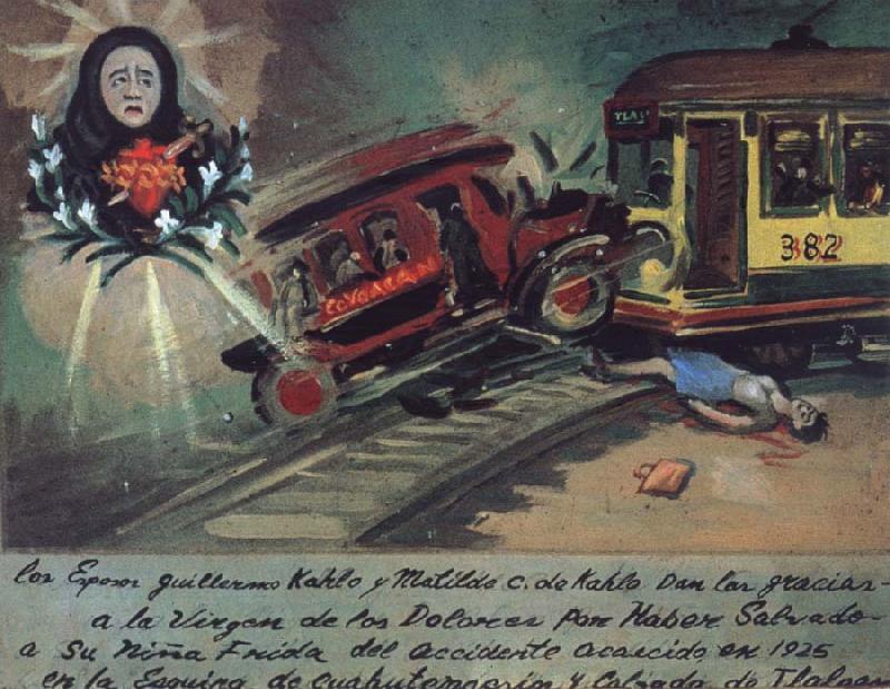 Frida Kahlo Frida reworked a retablo she had found by repainting the victims face to resemble her own and writing the micacle performed on the scroll beneath the